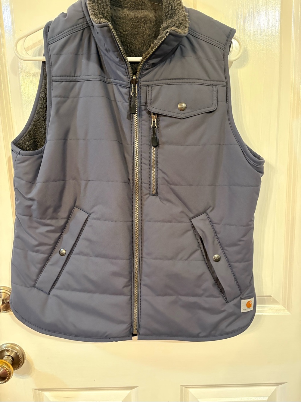 Carhartt women’s Quilted Blue Sherpa-Lined Vest